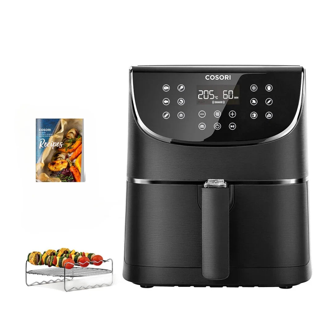 Фритюрник с горещ въздух Cosori Premium Smart Air Fryer, Смарт, Голям капацитет - 5.5L XXL, Подарък книжка със 100 рецепти, 11 програми