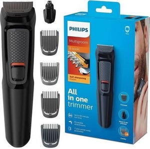 Multifunctional facial trimmer 6 in 1 Philips Multigroom MG3710/15, Cordless, Self-sharpening blades, 4 combs, Black 