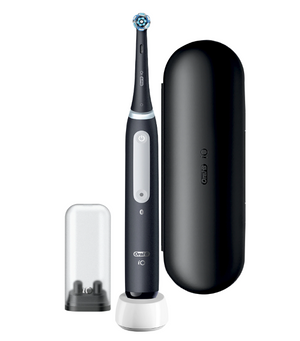 Electric toothbrush Oral-B iO 4, Magnetic technology, Micro vibrations, Smart pressure sensor, 4 modes, 1 nozzle, Travel set, Black