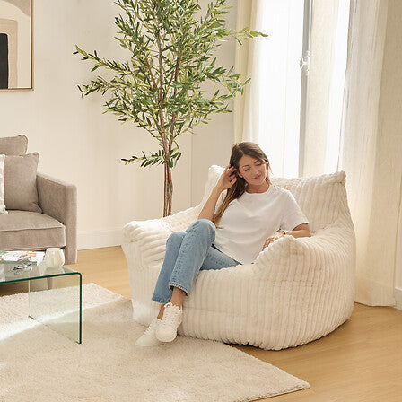 Фотьойл XL atmosphera Muzi, Кадифе, Бял