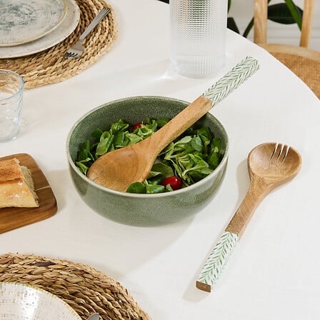 Комплект прибори за салата Secret De Gourmet Inaya, Манго дърво, Маслинено зелено, 2 бр.