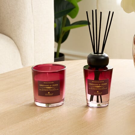 Alma scented set pomegranate and cedar glass