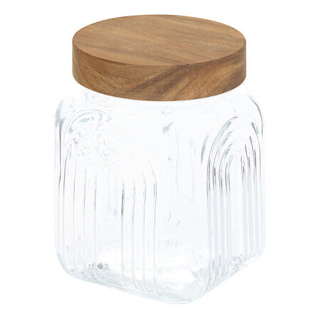 Буркан с капак 5five Arche, Стъкло и акация, 1L