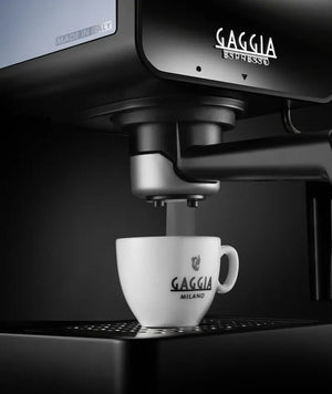 Еспресо машина Gaggia Deluxe EG2111/64, 15 бара, Капацитет на резервоара за вода 1.2 л, 230V, 1900 W, Автоматично спиране, Функция Memo, Черен/Сив