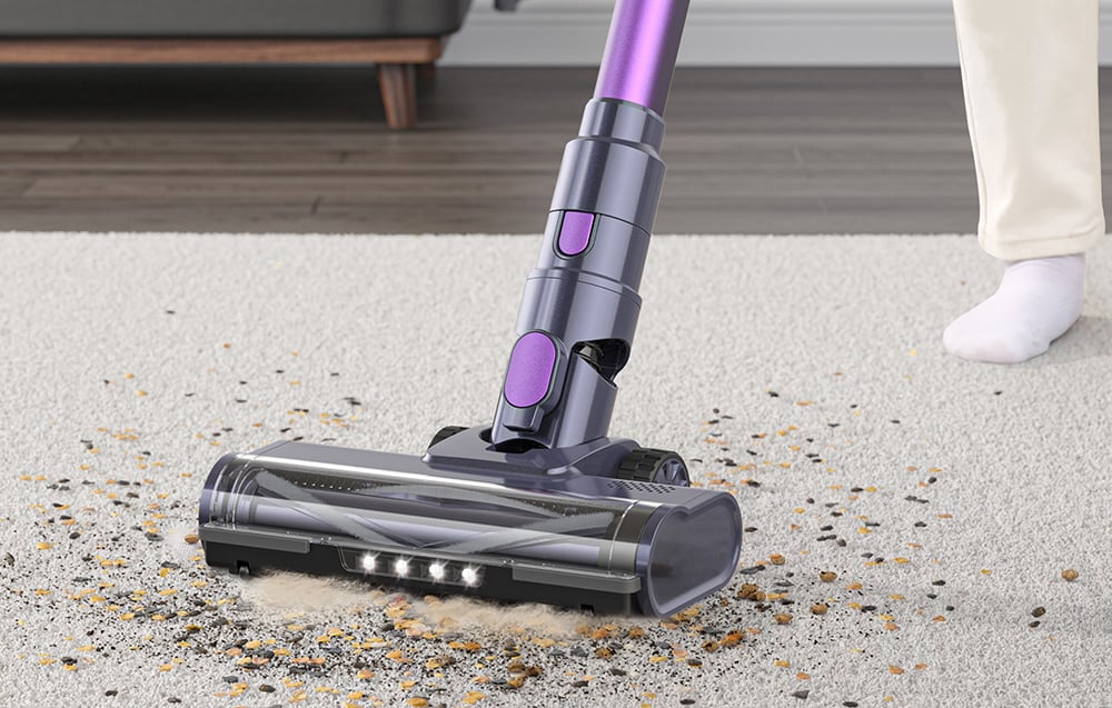 Wireless vertical vacuum cleaner Lubluelu L7, 230 W, HEPA filter, Purple