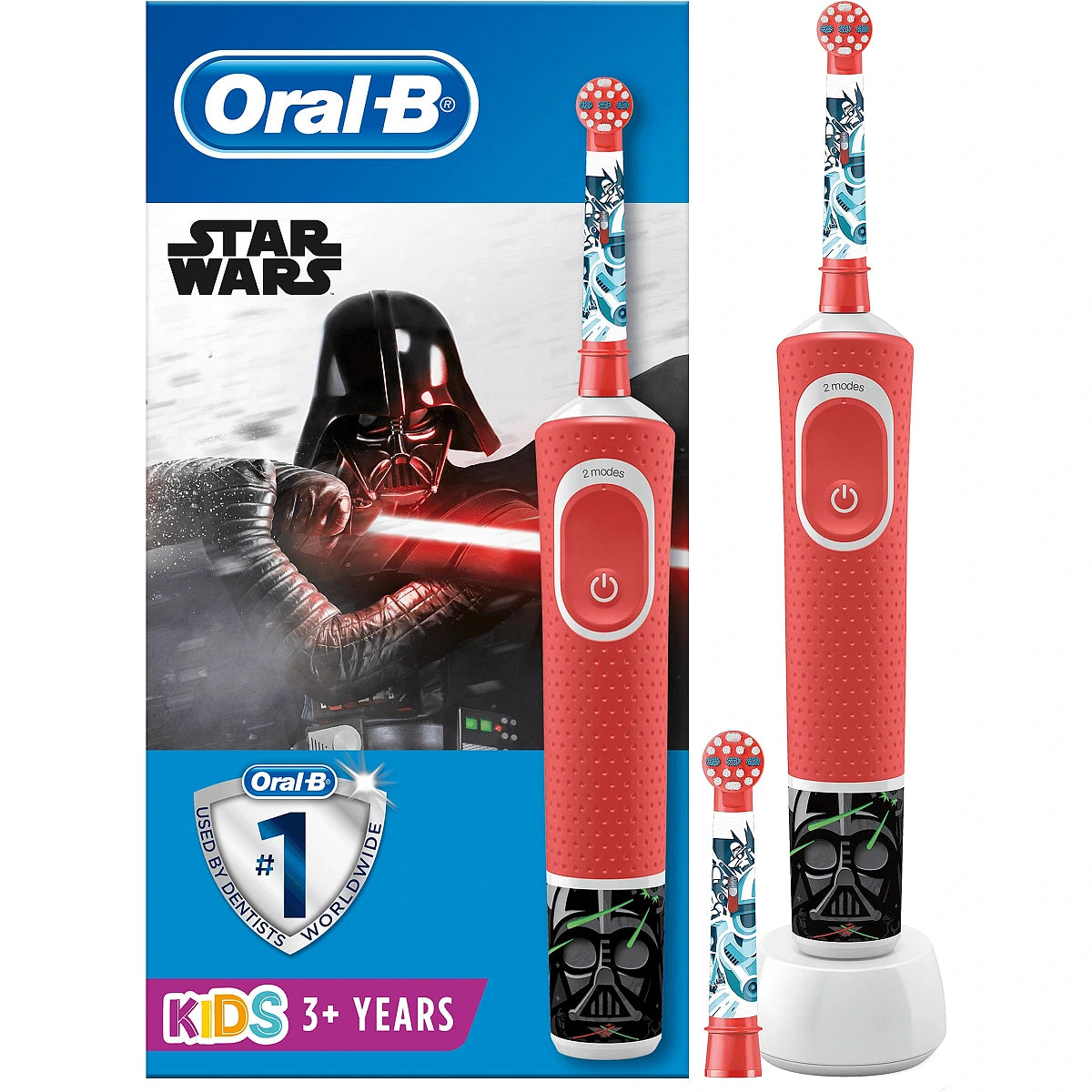 Oral-B D100 Vitality Star Wars electric toothbrush for children, 7600 oscillations/min, 2D cleaning, 2 programs, 1 head, 4 stickers, Multicolor