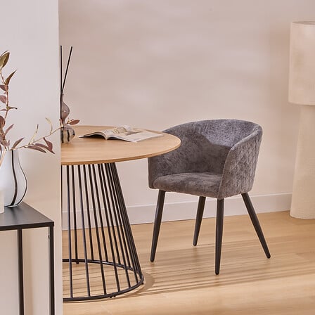 Трапезен фотьойл atmosphera Marlo, Шенил, Сив, Черни крака