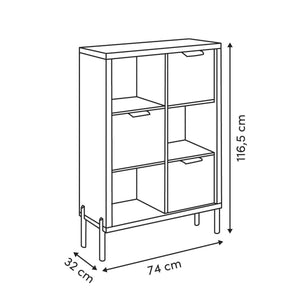 Етажерка с 6 отделения и 3 врати 5five Alvo, MDF, 116.5 cm, Бежова