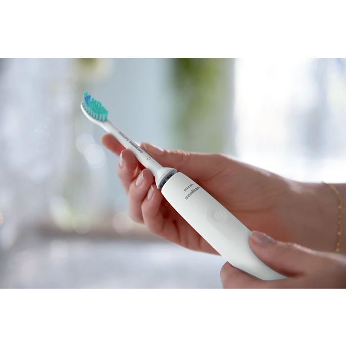 Ел. четка за зъби Philips Sonicare Seria 2100 HX3651/13, 31,000 движения/минута, Quadpacer и SmarTimer, Ергономичен тънък дизайн, 1 накрайник на четката, Бял