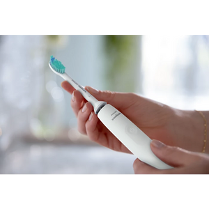 Ел. четка за зъби Philips Sonicare Seria 2100 HX3651/13, 31,000 движения/минута, Quadpacer и SmarTimer, Ергономичен тънък дизайн, 1 накрайник на четката, Бял