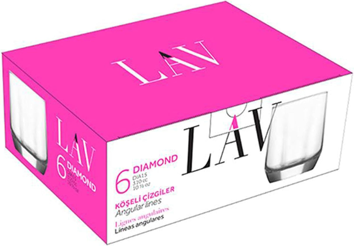 Сет чаши за уиски LAV Diamond, 310 мл, 6 бр