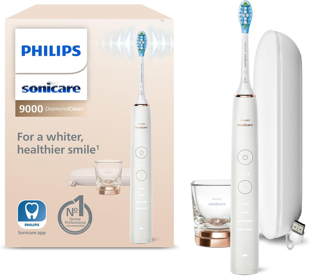 Ел. четка Philips Sonicare DiamondClean HX9911/27, 62 000 осц./мин, 4 режима, 3 нива, Бял