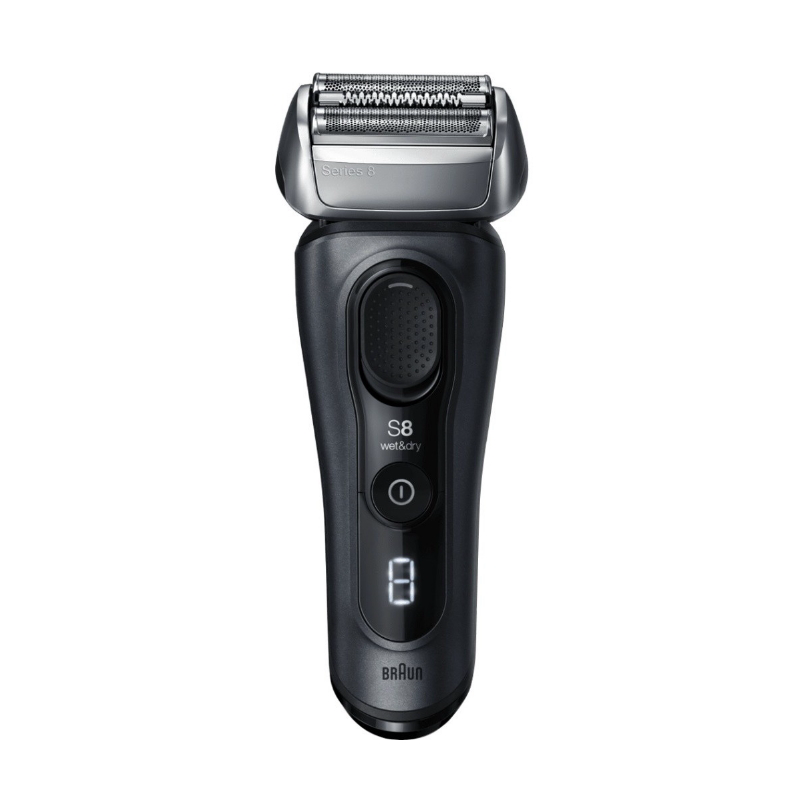 Самобръсначка Braun Series 8 8410s Wet&Dry, 30.000 режещи действия, 4 режещи елементa, SensoFlex, AutoSense, Зареждаща основа, Комплект за пътуване, Черен