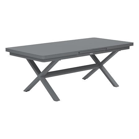 Extendable table Oryon 10 seats automatic extension glass pewter