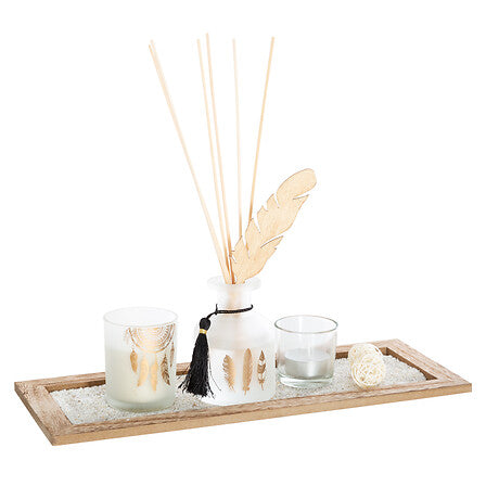 Feather tray scent gift set