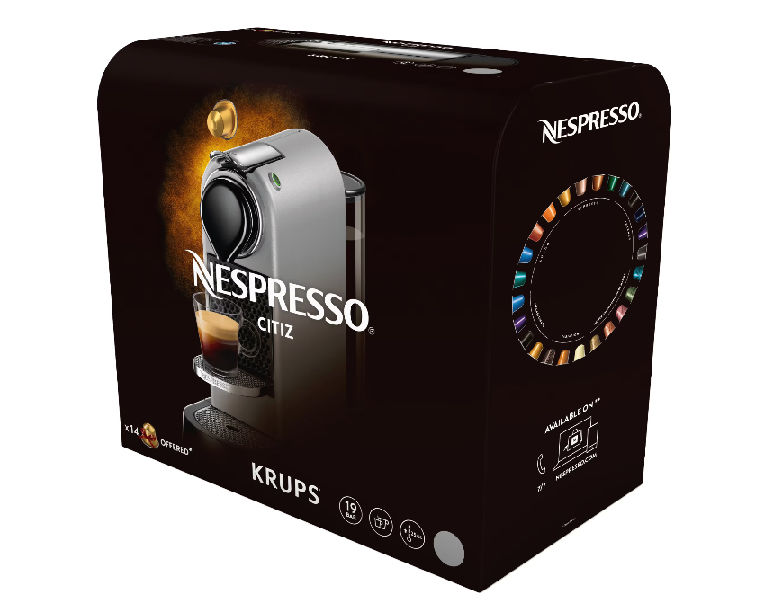 Кафемашина Krups Nespresso CitiZ XN740B, 19 бара, 1260W, 1 л, Сребрист