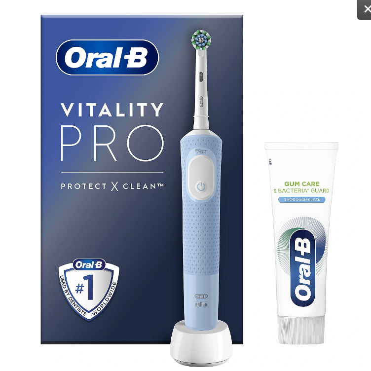 Electric brush + toothpaste, Oral-B, Vitality Pro X Clean, Blue