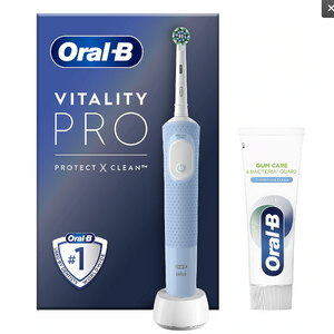 Електрическа четка + паста за зъби, Oral-B D103, Vitality Pro X Clean, Син