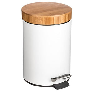 Кош за отпадъци 5five Natureo, Метал и бамбук, 3L, Бял
