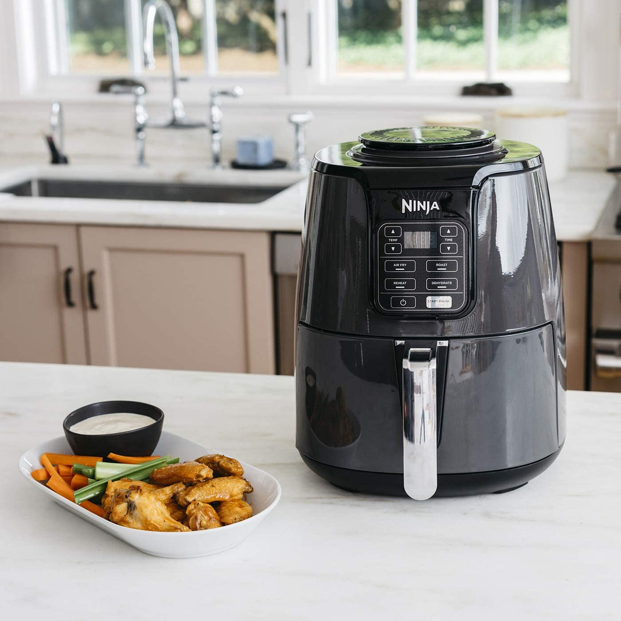 Hot Air Fryer Ninja Air AF100UK, 1550W, 4 Cooking Functions, 3.8L, Grey/Black 