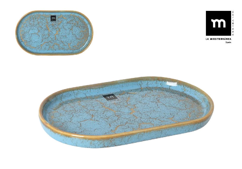 Плато овал LA MEDITERRANEA Scratch Blue, 25х14 cm, порцелан