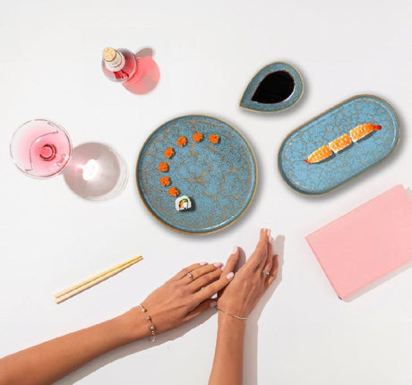 Плато овал LA MEDITERRANEA Scratch Blue, 31х18 cm, порцелан