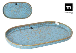 Плато овал LA MEDITERRANEA Scratch Blue, 36х21 cm, порцелан