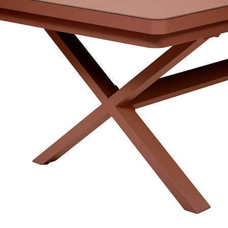 Extendable table Oryon 10 seats automatic extension glass mahogany
