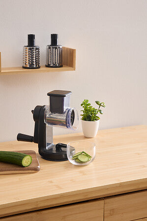 Grater with crank 3 blades L. 23.4 x D. 13 x H. 23.8 cm Silver Pro black