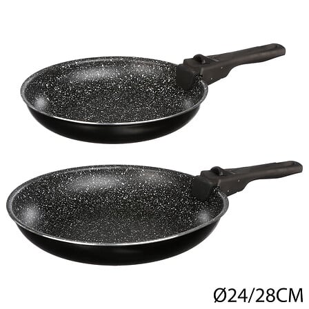 Комплект 2 тигана 5five Amovible, Алуминий, 24/28 cm, Черен