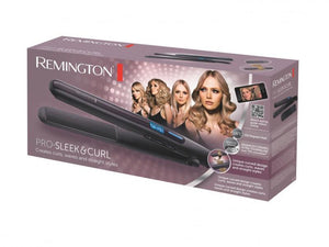 Преса за къдрене и изправяне Remington S6505 PRO-SLEEK and CURL, Ултра керамично покритие и турмалин, Сиво/Лилав