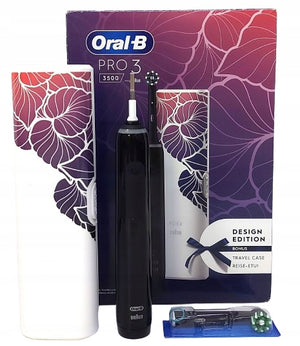 Електрическа четка за зъби Oral-B Pro 3 3500, Floral Design Edition, Черен