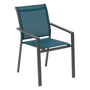 Essentia teal graphite aluminium stacking dining chair