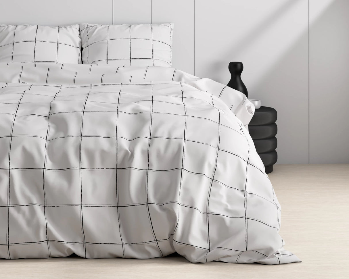 Bedspread Dreamhouse Deep check White, 200 x 220 cm