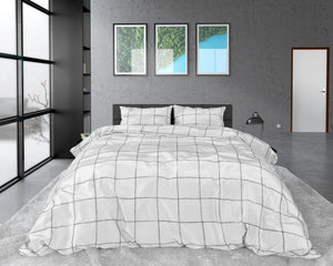 Bedspread Dreamhouse Deep check White, 200 x 220 cm