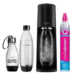 Комплект машина за газирани напитки SodaStream, Terra Quick Connect 3 бутилки CO2 в комплекта, Черен