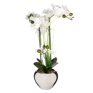 Изкуствена орхидея atmosphera, Керамична ваза, 53 cm, Бяла