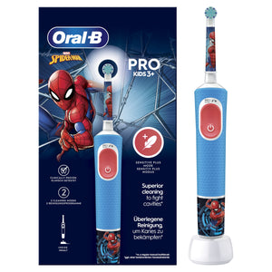 Children's electric toothbrush Oral-B Pro Kids Spiderman, 2D cleaning, 2 programs, 1 nozzle, 4 stickers, Blue