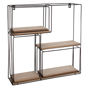 Рафт за стена atmosphera Ally, Метал и MDF, 4 броя