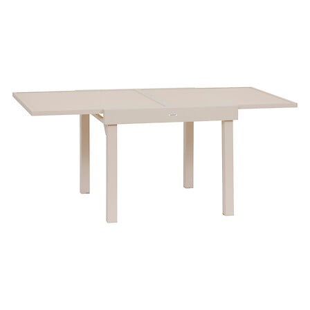 Piazza extendable table 8 places tempered glass cream clay