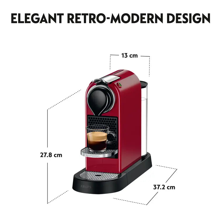 Кафемашина Krups Nespresso CitiZ&Milk Red XN7605, 19 бара, 1260W, 1 л, Червен