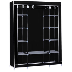 Textile wardrobe, Herzberg 8009, 12 shelves, 150x45x75 cm, black