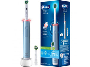 Electric toothbrush Oral-B Pro 3 Cross Action, 3D cleaning, 3 programs, 1 nozzle, Blue