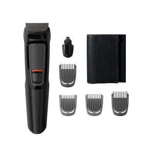 Multifunctional facial trimmer 6 in 1 Philips Multigroom MG3710/15, Cordless, Self-sharpening blades, 4 combs, Black 