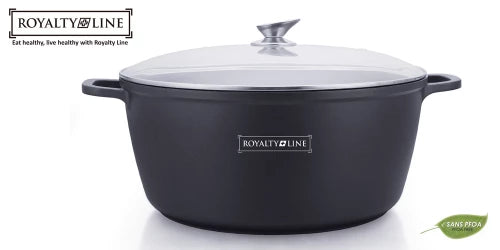 Pot with glass lid Royalty Line BS36M, 36 cm, 13 L, Marble coating, Induction