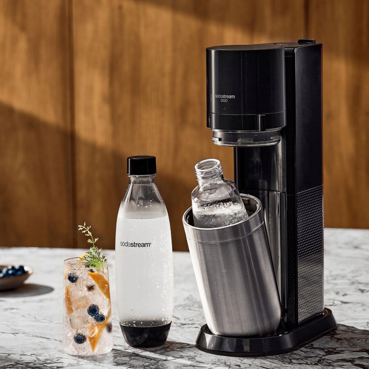 Машина за сода SodaStream Duo Titan Standard, Стомана, без CO₂ цилиндър, Черен