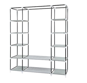 Textile wardrobe, Herzberg 8009, 12 shelves, 150x45x75 cm, black