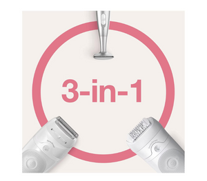 Епилатор Braun Silk-épil 5 5-825, Wet&Dry, 2 скорости, 28 пинсети, 5 приставки, чанта, Бяло/Сиво