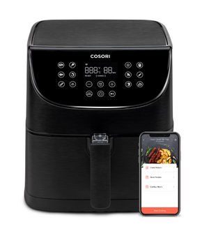 Фритюрник с горещ въздух Cosori Premium Smart Air Fryer, Смарт, Голям капацитет - 5.5L XXL, Подарък книжка със 100 рецепти, 11 програми