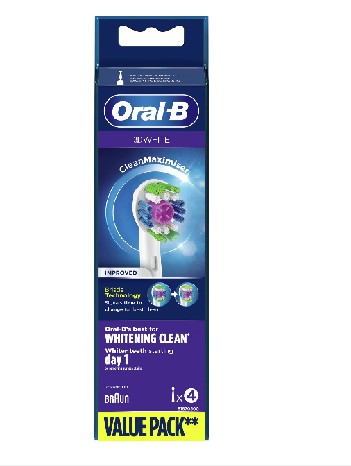 Electric toothbrush head Oral-B Cross Action EB50, 3D White, 4 pcs